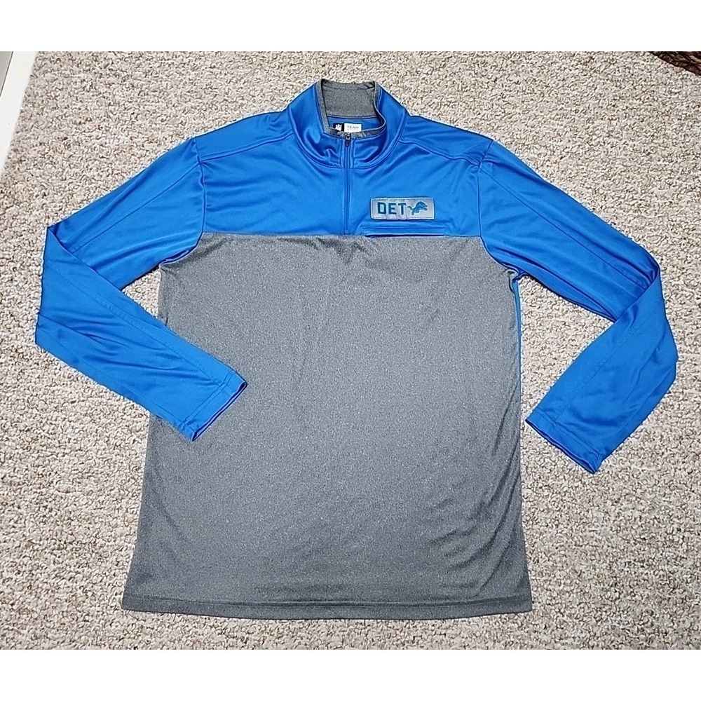 Detroit Lions NFL Team Apparel Gray 1/4‎ Zip Jacket size Men's XL